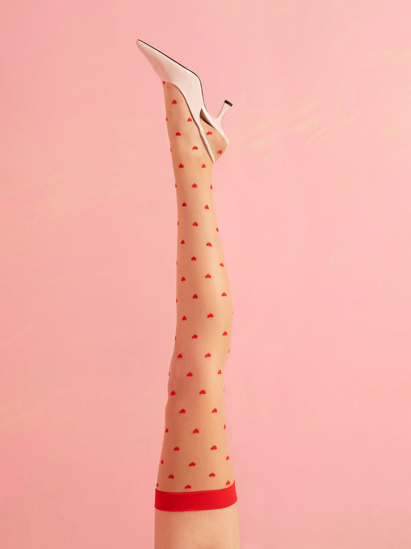 Love Booster Patterned Thigh-High Stockings-Shop Leg Appeal