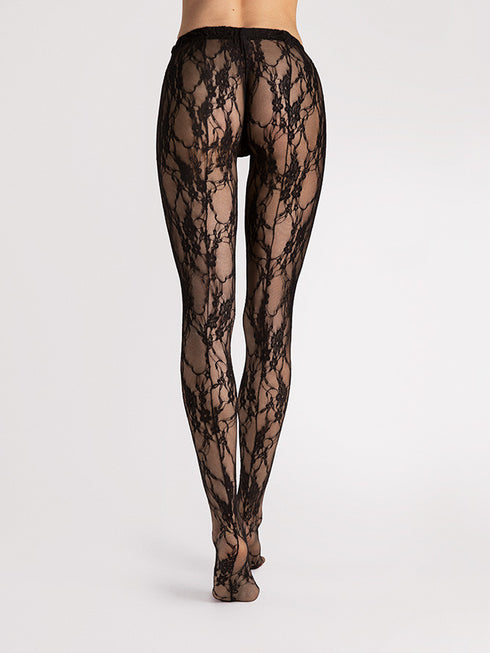 Donatella Lace Pattern Back-Seam Tights-Shop Leg Appeal