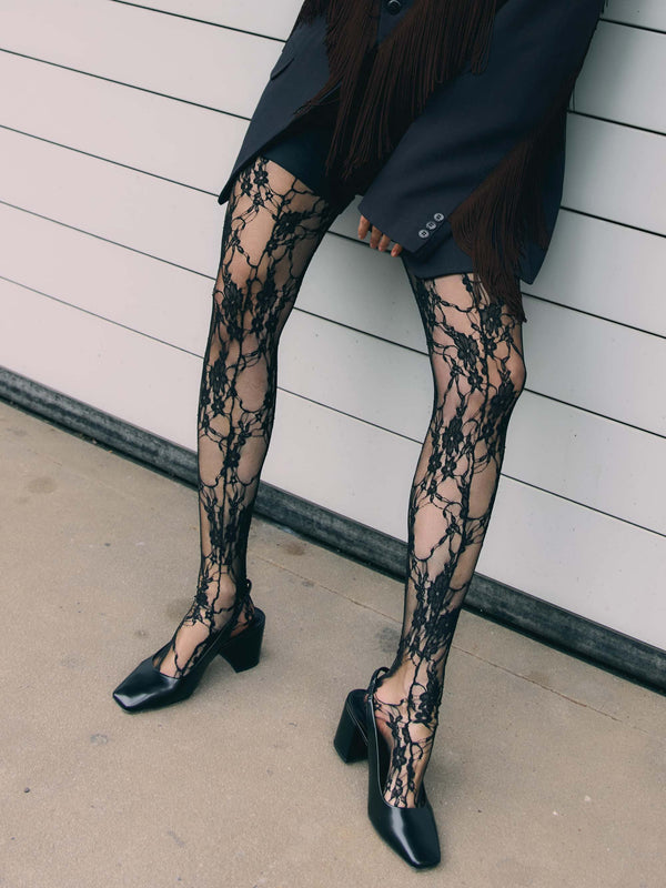 Donatella Lace Pattern Back-Seam Tights-Shop Leg Appeal