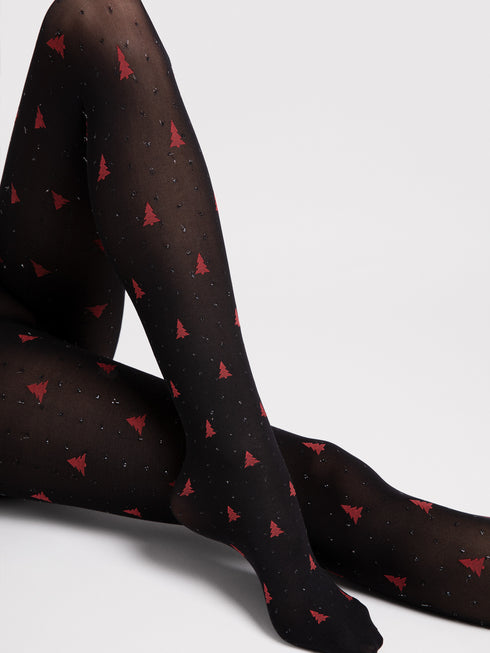 Christmas Tree Holiday Patterned Tights-Shop Leg Appeal