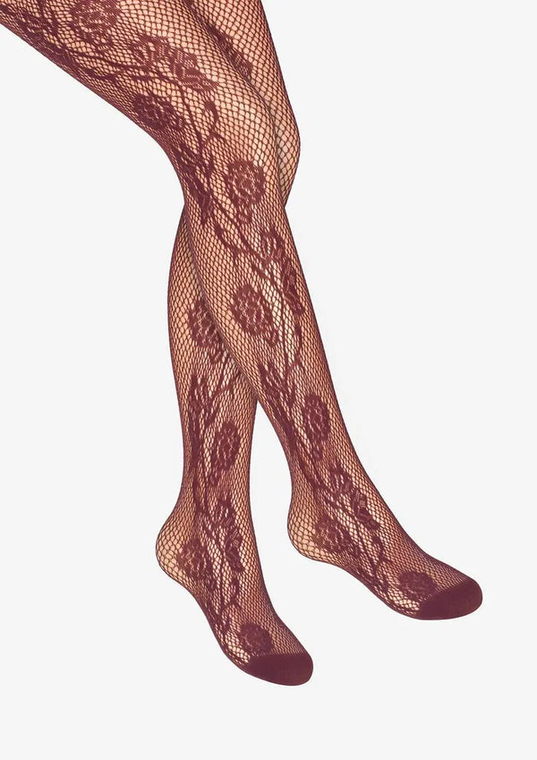 Charly E02 Floral Pattern Fishnet Tights
