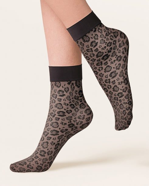 Caty Leopard Print Sheer Socks