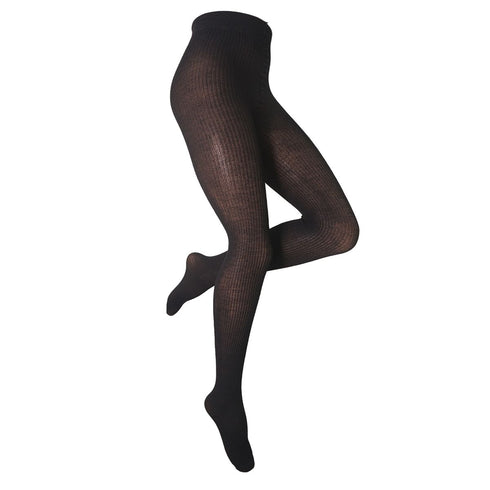 Black ribbed wool tights shown on their own, Gibli Ribbed Wool Tights.
