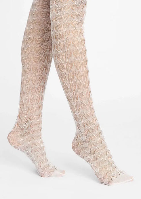white patterned tights on a white background