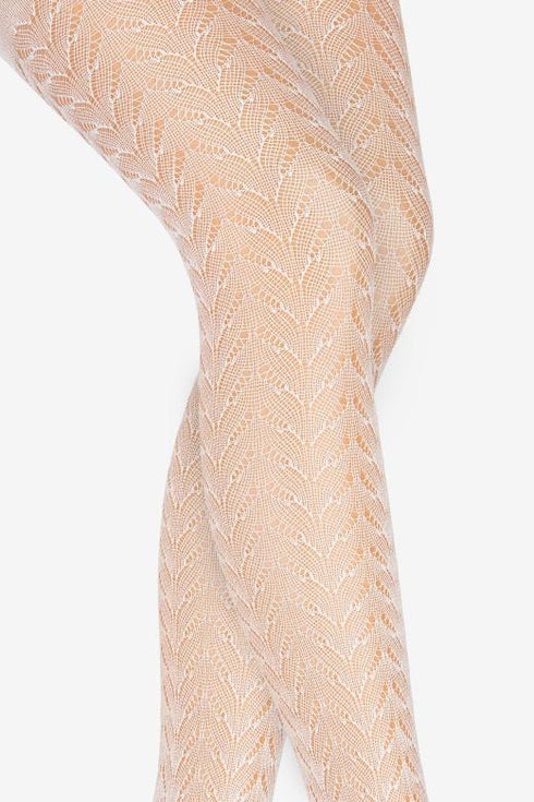 white patterned tights on a white background