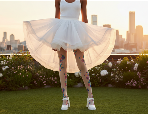 Mandarino Flora Jacquard Sheer Tights