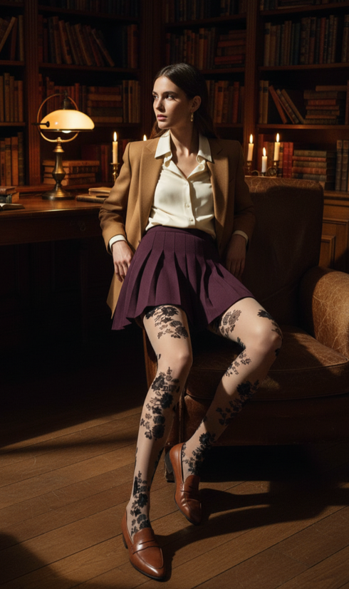 Mandarino Flora Jacquard Sheer Tights