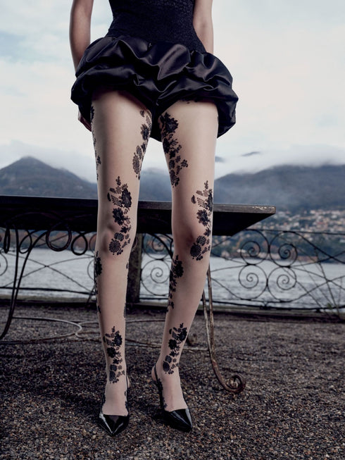 Mandarino Flora Jacquard Sheer Tights