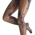Colorful floral-patterned tights on a white background