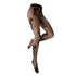 Black Sheer tights with black floral pattern on a white background