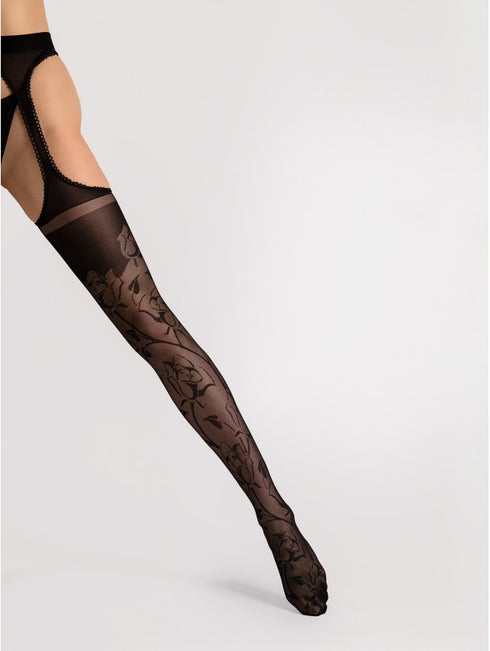 Amorosa Sheer Floral Patterned Crotchless Tights