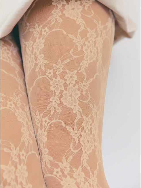 Donatella Lace Pattern Back-Seam Tights