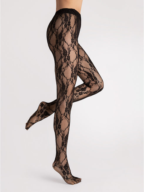 Donatella Lace Pattern Back-Seam Tights