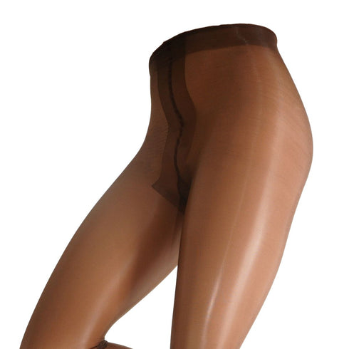 Sheer brown stockings on a white background