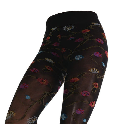 Platino Multicolor Floral Opaque Tights