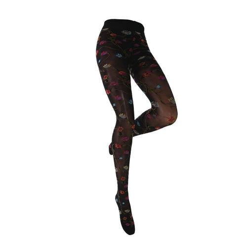 Platino Multicolor Floral Opaque Tights