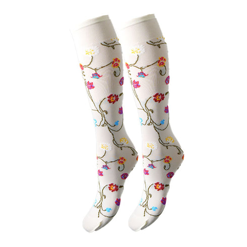 Platino Floral Patterned Knee-High Socks