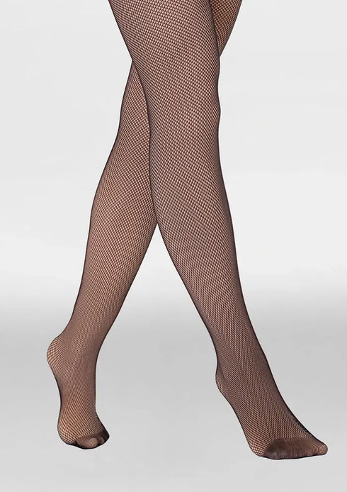 Classic Black Fishnet-Overlay Thermal Tights