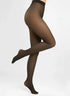 Sheer illusion, thermal tights worn by a model on a white background