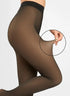 sheer illusion thermal tights worn by a person on a light gray background