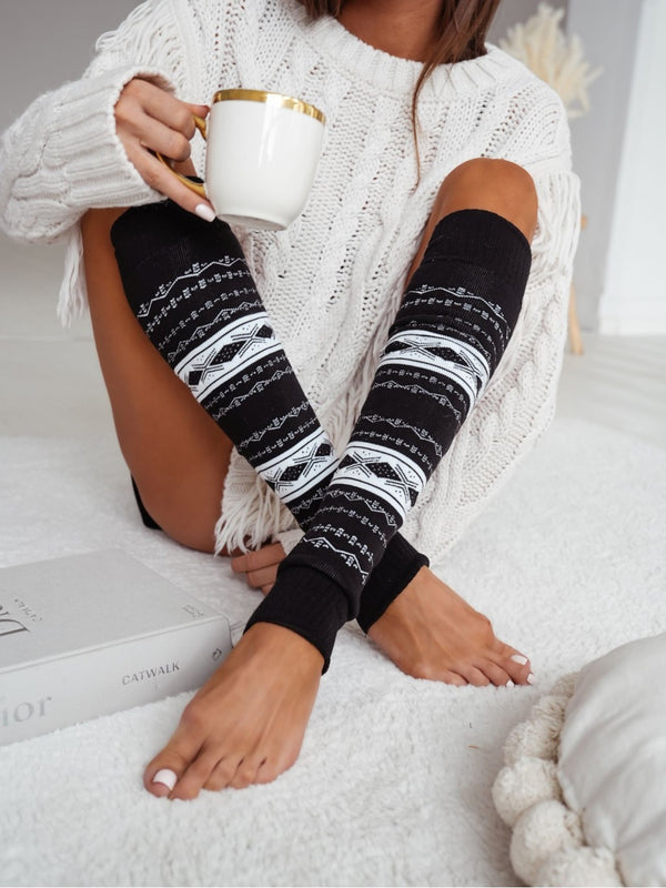 Black & White Patterned Leg Warmers-Shop Leg Appeal
