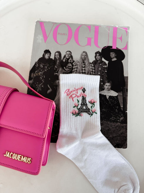 Bonjour Paris Cotton Crew Socks