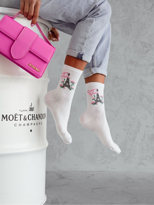 Bonjour Paris Cotton Crew Socks