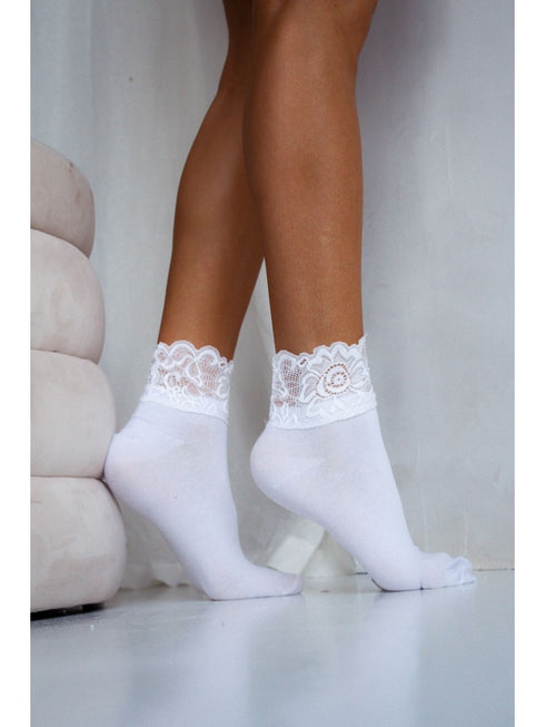 Summer Cotton Ankle Socks With A Wide Lace