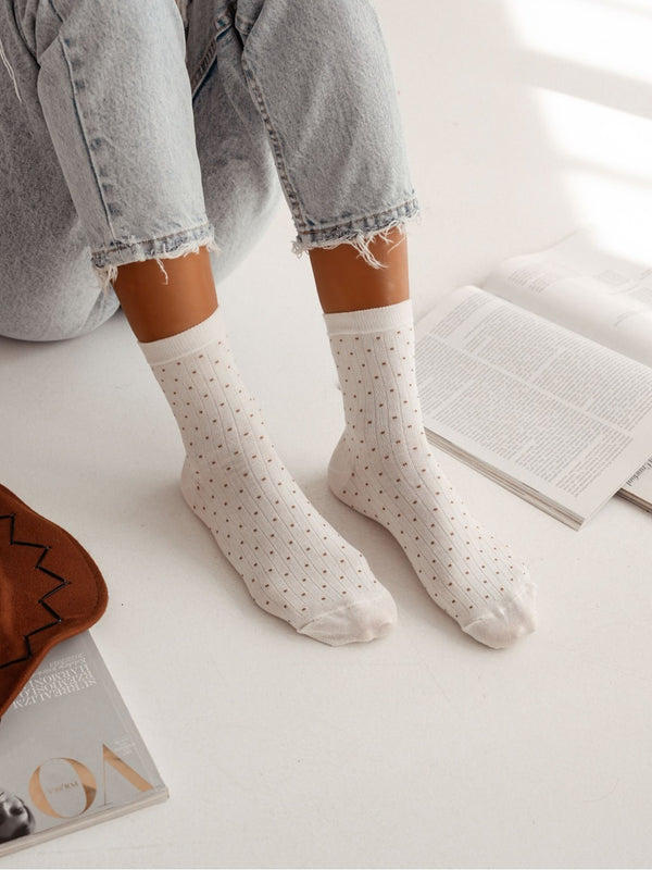 Cotton Ribbed Dot Ankle Socks