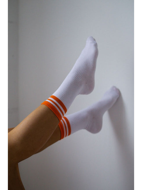 Ribbed Socks with Stripe Cuf