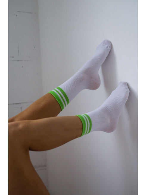 Ribbed Socks with Stripe Cuf