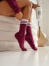 Ribbed Socks with Stripe Cuf