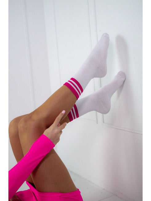 Ribbed Socks with Stripe Cuf