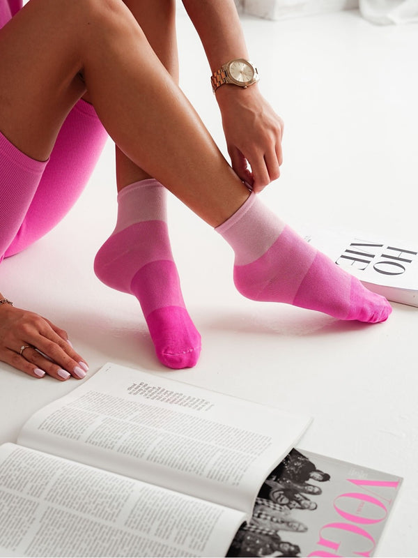 Wide Stripes Pattern Cotton Crew Socks