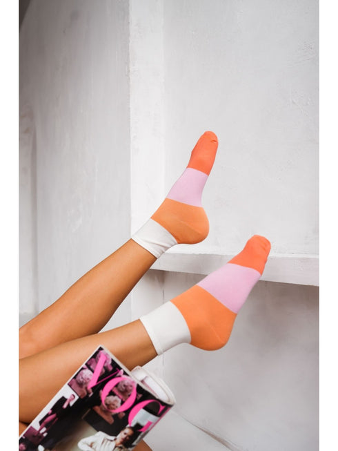 Wide Stripes Pattern Cotton Crew Socks