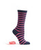 Stripes And Neon Socks and Shoelaces, socks, have a navy blue base with pink horizontal stripes, shown in a side view with matching shoelaces beside them.